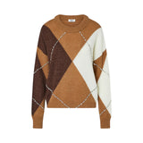 Maglia donna argyle con ricami gioiello