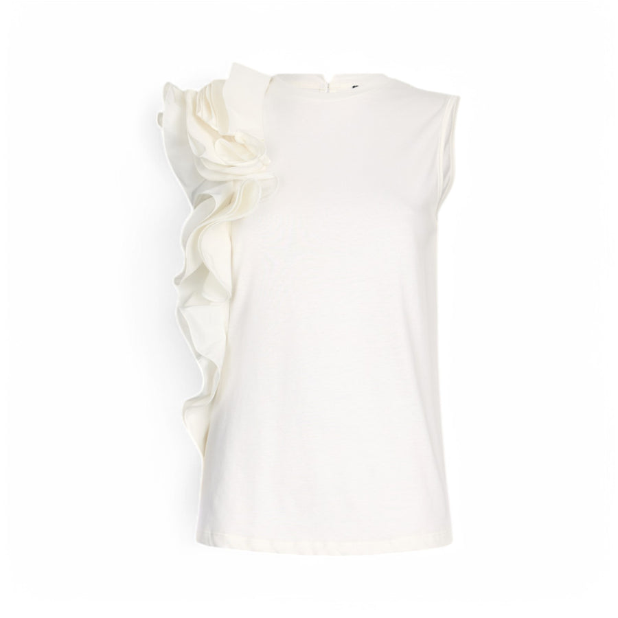 T-shirt donna bianca con volant