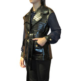 Gillet donna Longline a effetto cuoio con cintura