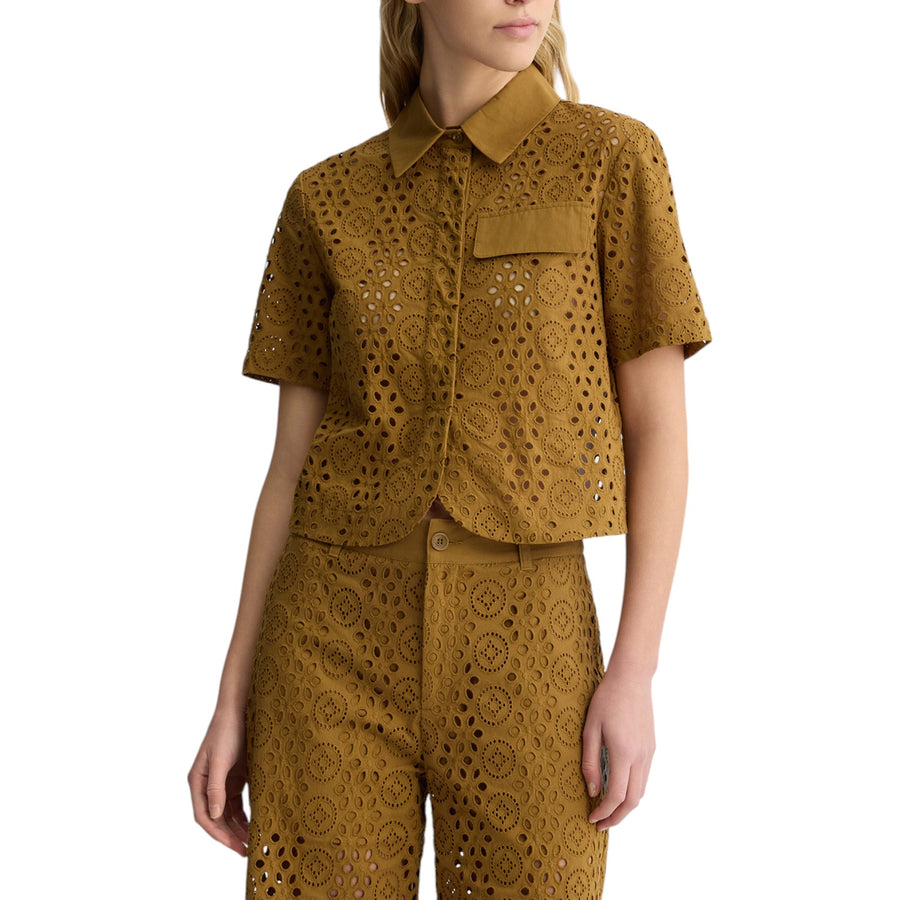 Camicia donna cropped con ricami
