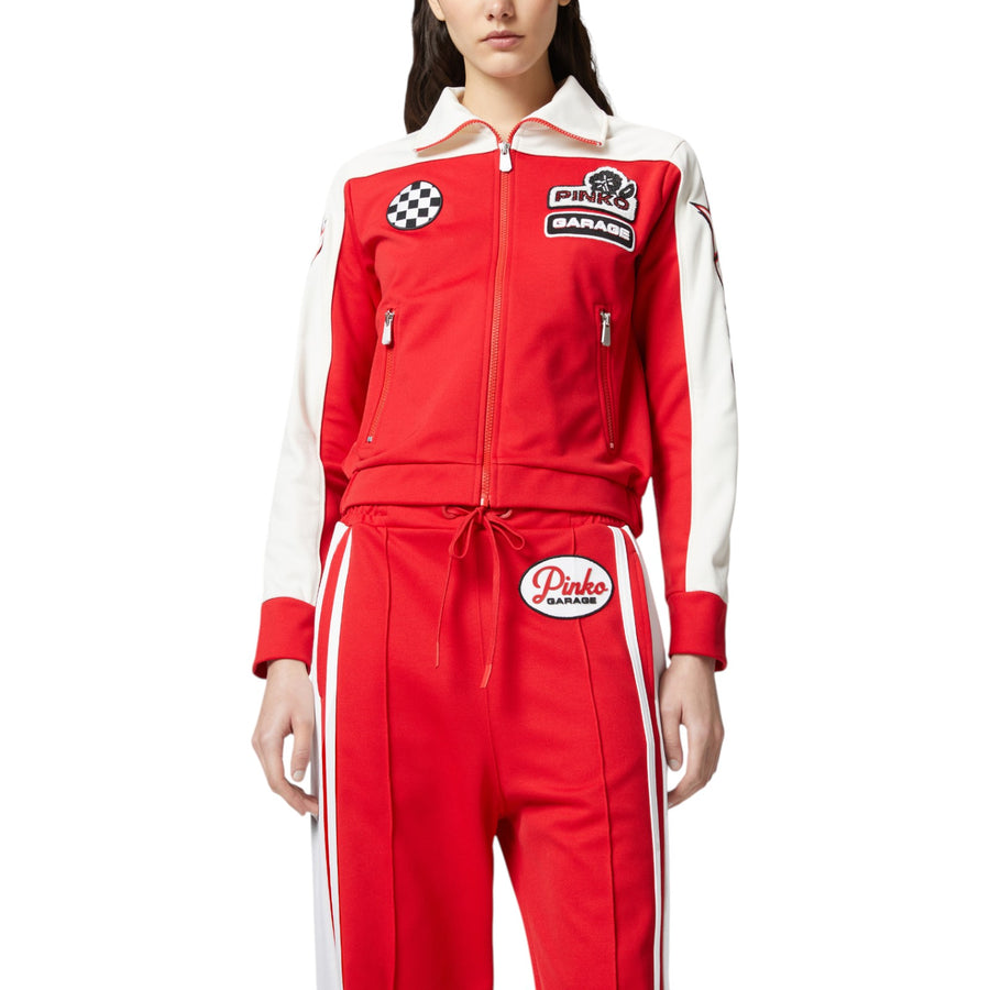 Felpa donna cropped PINKO Garage con zip