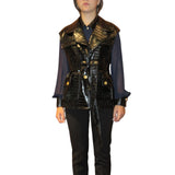 Gillet donna Longline a effetto cuoio con cintura