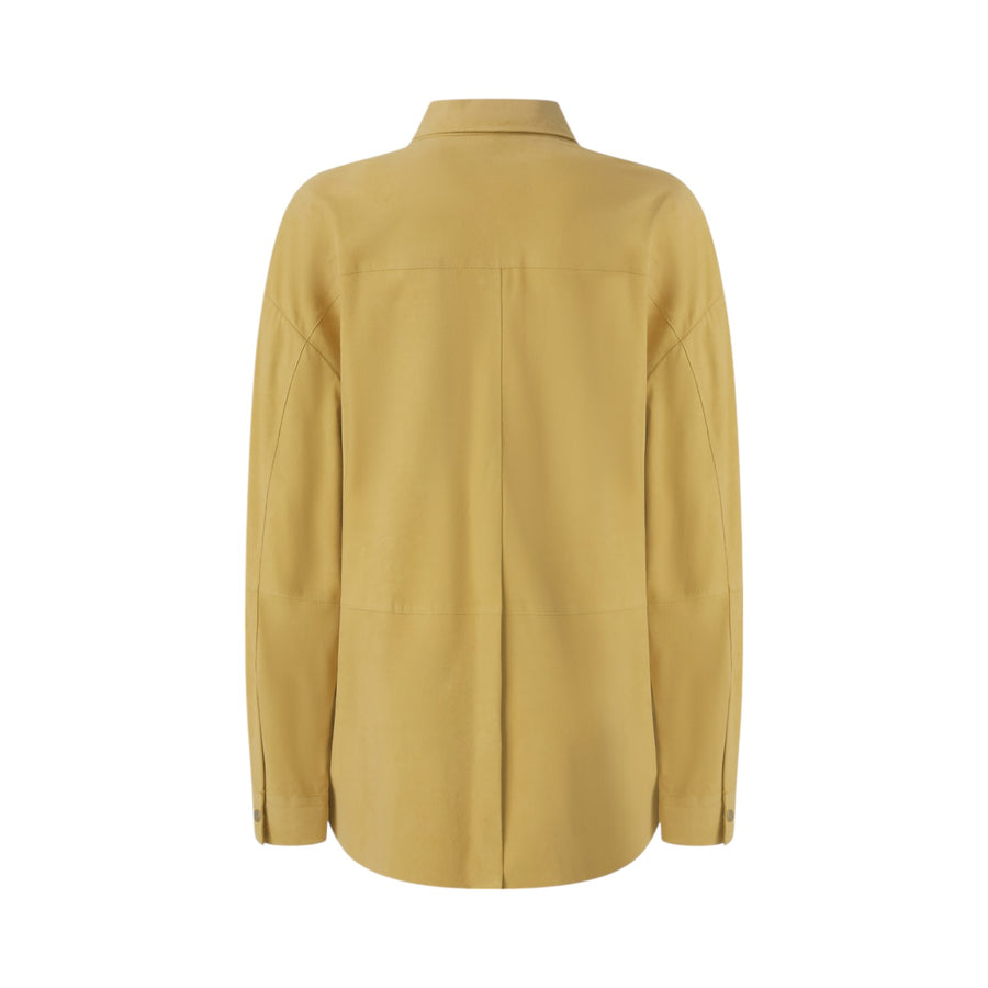 Giacca donna camicia in pelle scamosciata