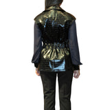 Gillet donna Longline a effetto cuoio con cintura