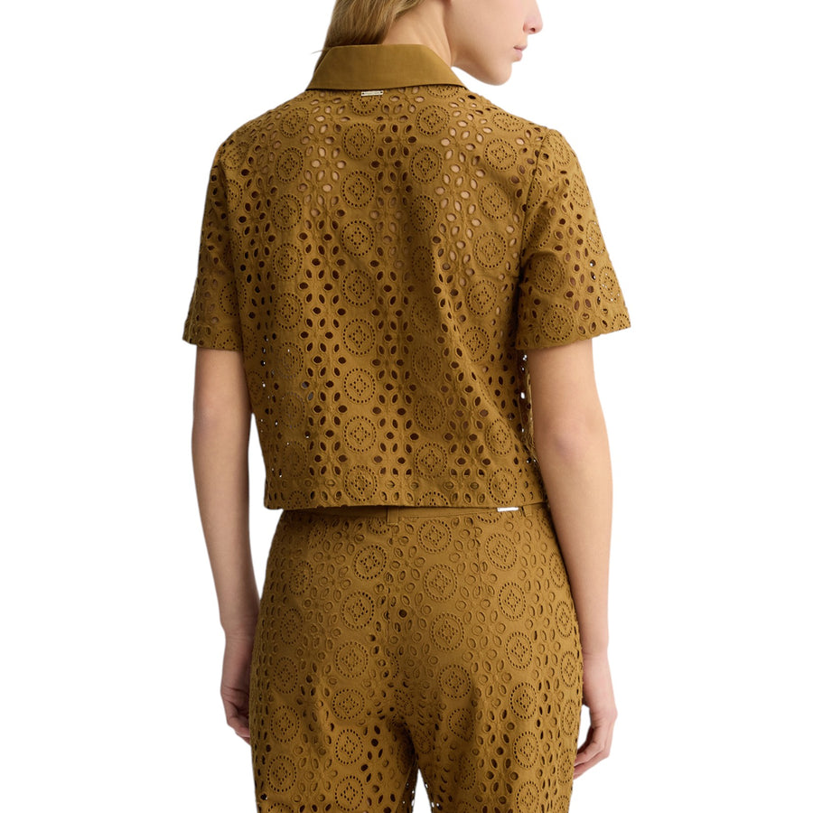 Camicia donna cropped con ricami