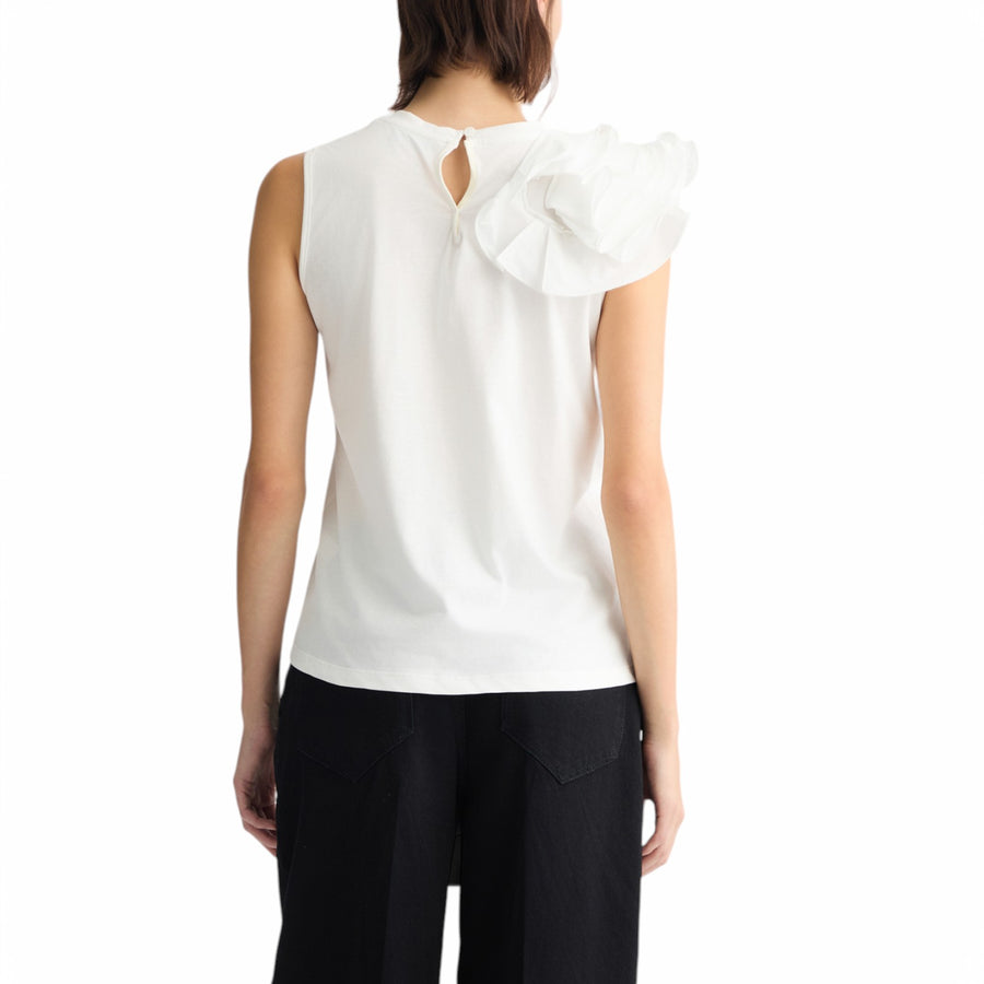 T-shirt donna bianca con volant