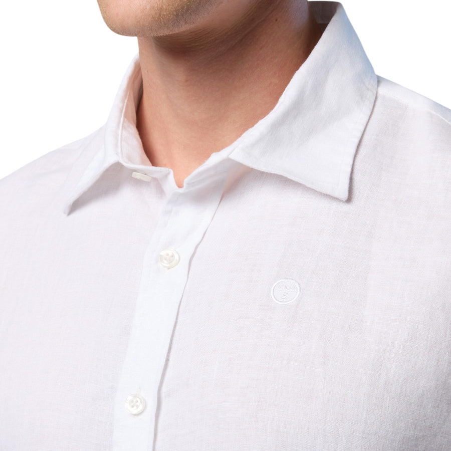 Camicia uomo di lino a maniche corte