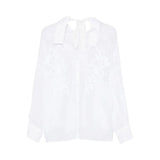 Camicia donna bianca con ricamo fiori