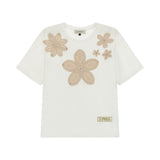 T-shirt donna con ricamo floreale