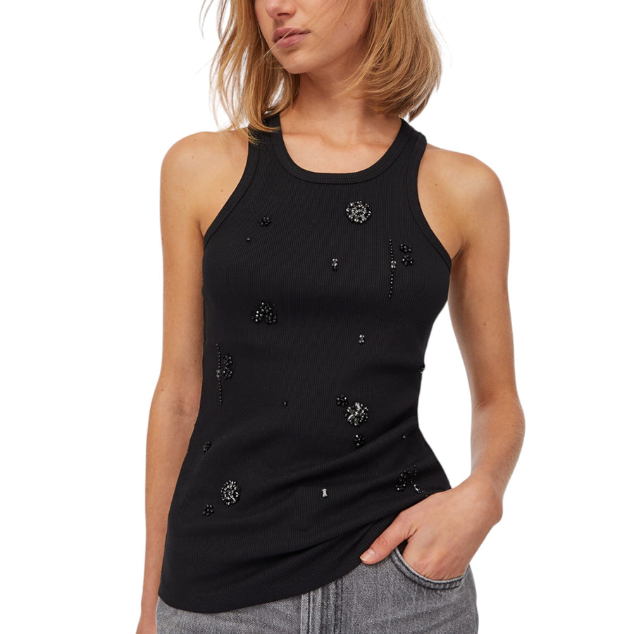 Top donna con applicazioni gioiello