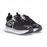 Sneakers donna platform in mesh con paillettes