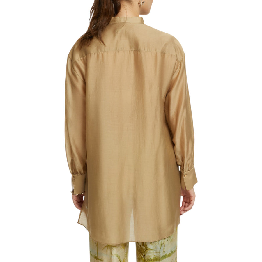 Camicia donna lunga con pieghe