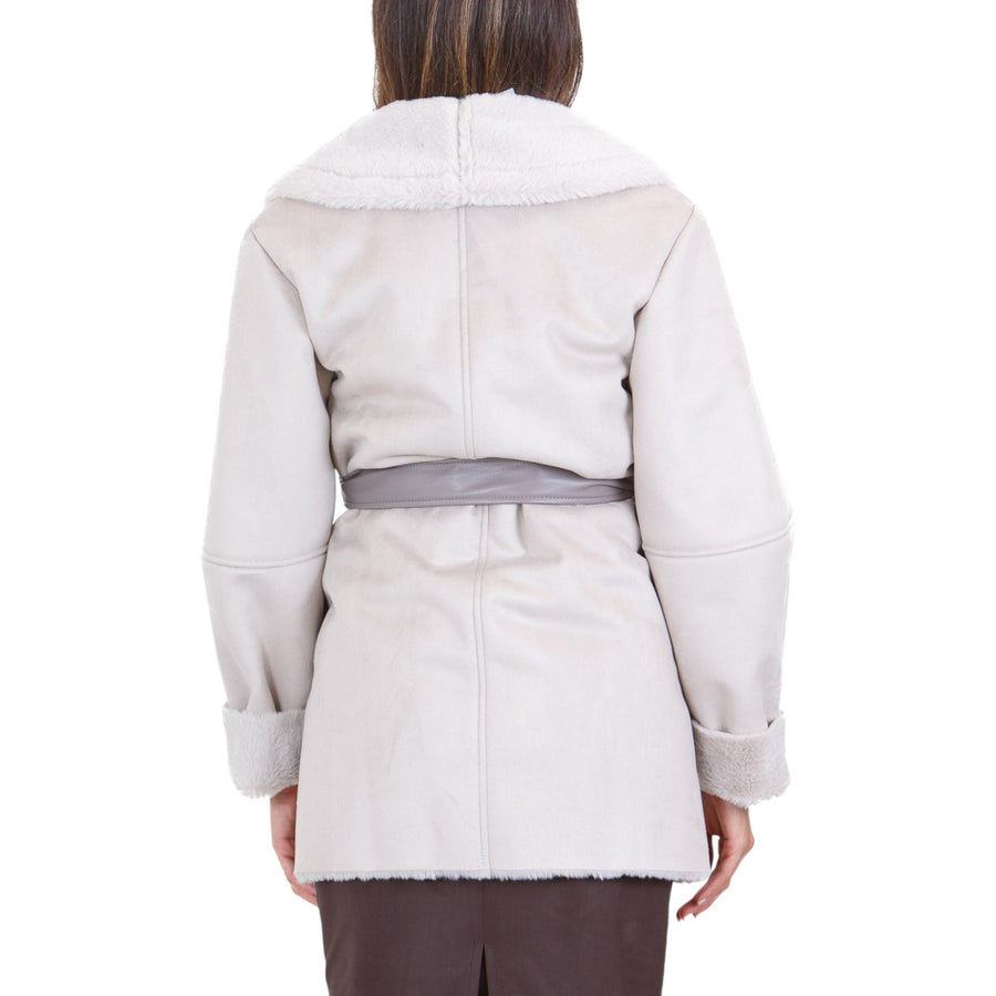 Cappotto donna corto reversibile in montone sintetico