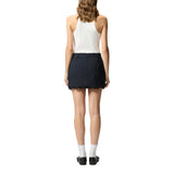 Minigonna donna gessata con fondo sfrangiato