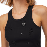 Top donna con applicazioni gioiello