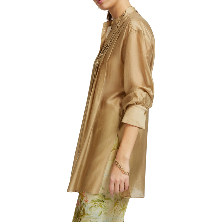 Camicia donna lunga con pieghe