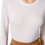 Maglia donna in lana con micro-logo jacquard