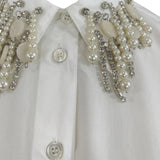 Camicia donna cropped con applicazioni gioiello