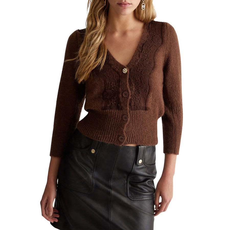 Cardigan donna con pizzo