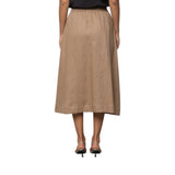 Gonna donna midi con elastico di lino ricamato