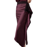 Gonna donna longuette asimmetrica in satin