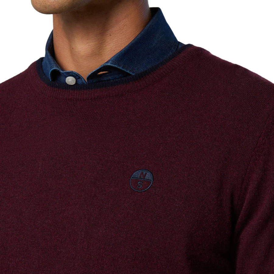 Maglione uomo girocollo con logo ricamato
