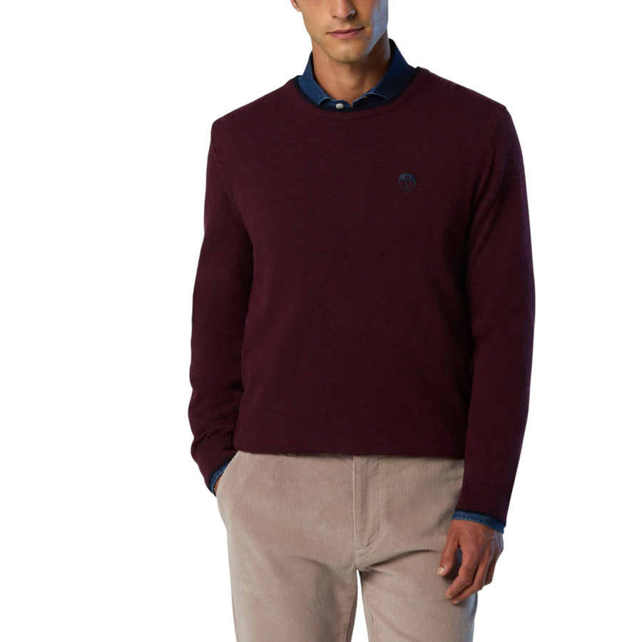 Maglione uomo girocollo con logo ricamato