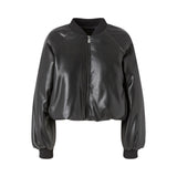 Bomber donna corto effetto pelle