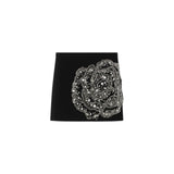 Minigonna donna  con rosa gioiello ricamata