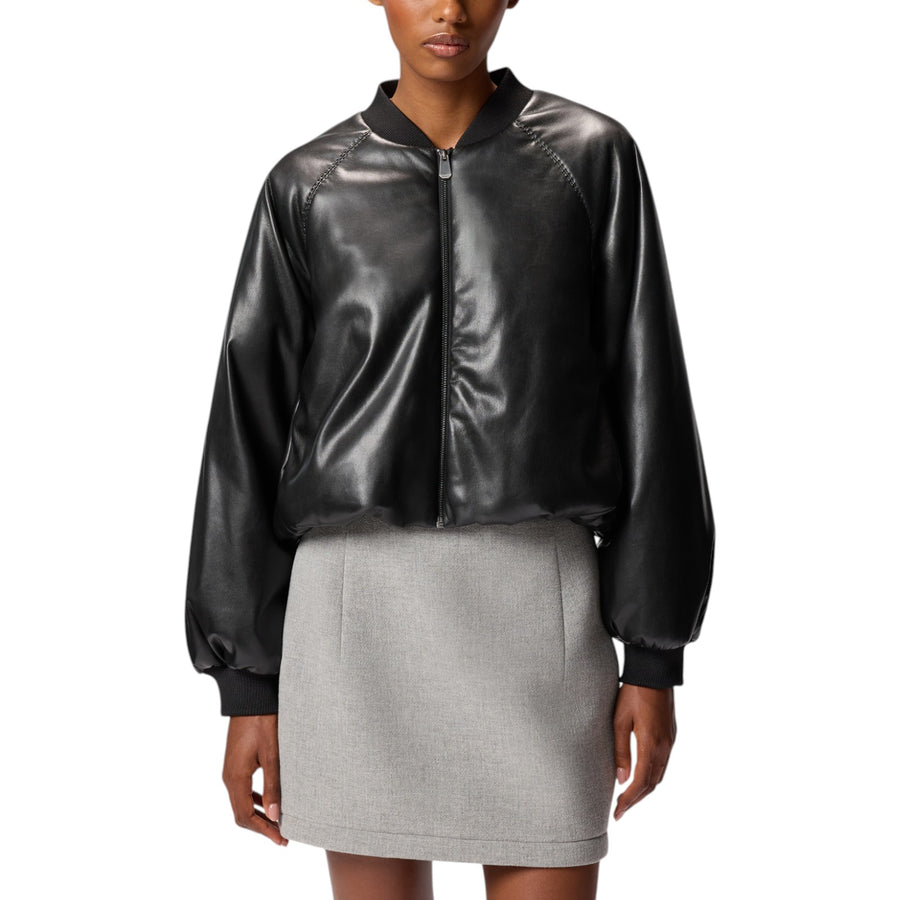 Bomber donna corto effetto pelle