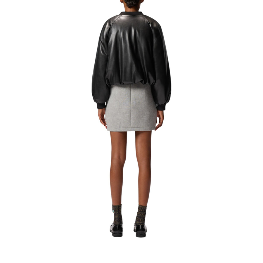 Bomber donna corto effetto pelle