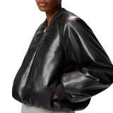 Bomber donna corto effetto pelle