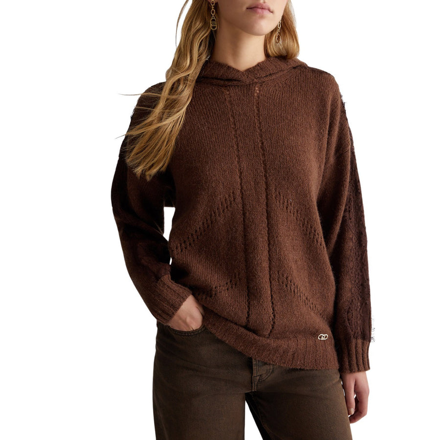 Maglia donna in misto lana con cappuccio