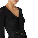 Body donna in jersey crêpe con drappeggio