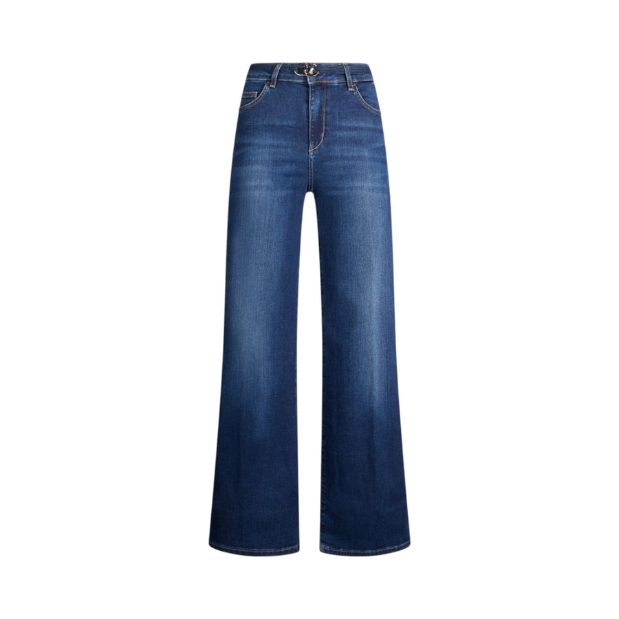 Jeans donna flare cropped con cintura