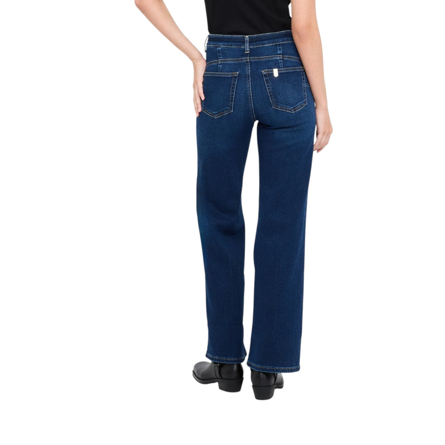 Jeans donna flare cropped con cintura