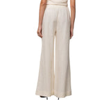Pantaloni donna di lino ricamati con elastico
