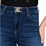 Jeans donna flare cropped con cintura