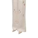 Pantaloni donna di lino ricamati con elastico