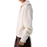 Maglia donna in lana con stringhe