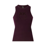 Top donna a costine con logo Love Birds in trasparenza