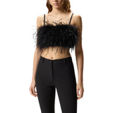 Top donna corto con piume