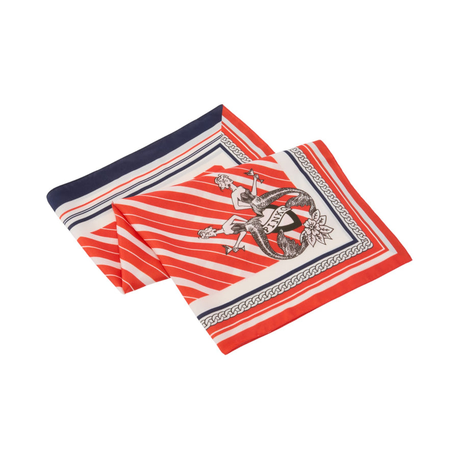 Foulard donna in twill con stampa marinière