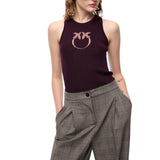 Top donna a costine con logo Love Birds in trasparenza