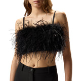Top donna corto con piume