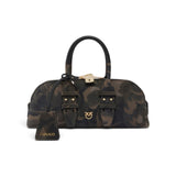Borsa donna a mano piccola Escape Bag Horizontal in suede con stampa camouflage