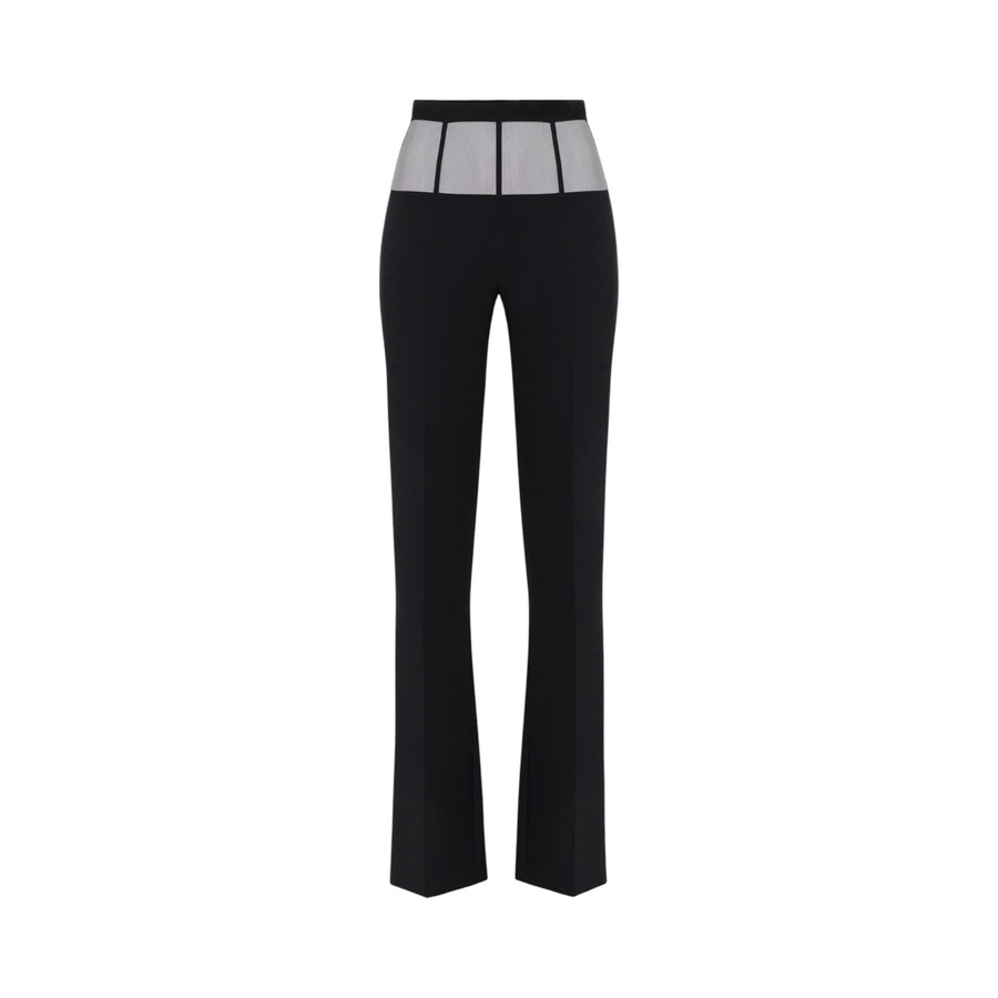 Pantaloni donna  in crêpe con baschina in tulle