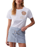 T-shirt donna con ricamo a jour
