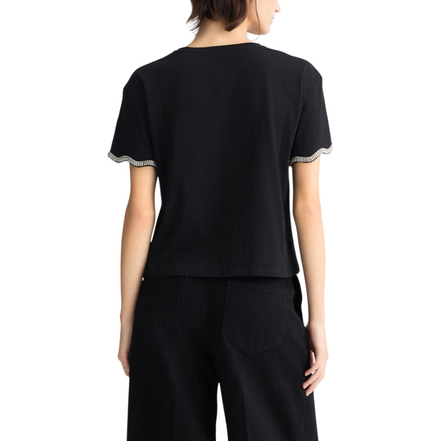 T-shirt donna in cotone con strass
