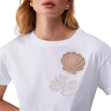 T-shirt donna con ricamo a jour